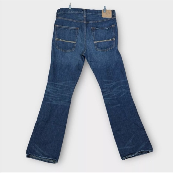 Abercrombie & Fitch 34x32 The A&F Boot Faded Denim Blue Jeans Button-Fly Bootcut - Picture 2 of 13